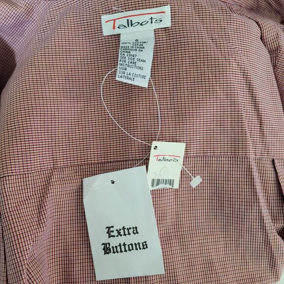 NWT Talbots Women's Red Plaid Relaxed Fit Classic Button Up Shirt Soft Size 6 - Picture 10 of 11